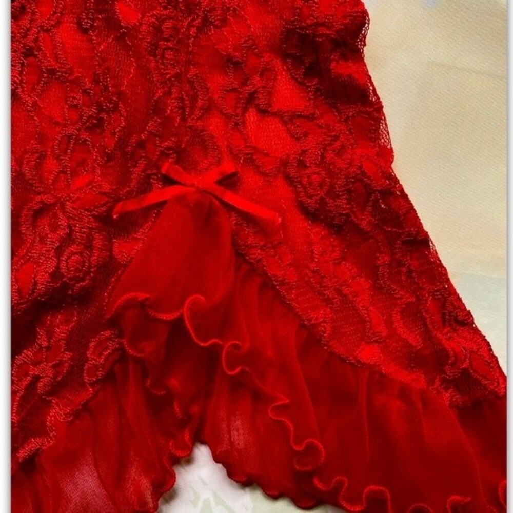 VTG Cinema Etoile Seductive Wear Baby Doll Sheer Sexy Red Nylon Nightgown - Picture 9 of 13